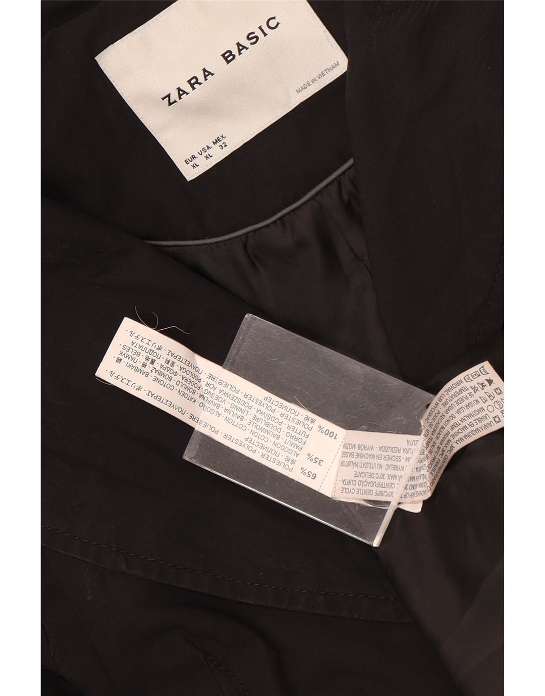 Damski trencz Zara UK 18 XL, czarny poliester