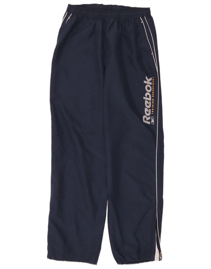 Męskie spodnie dresowe Reebok z grafiką, duże, granatowe, z poliestru