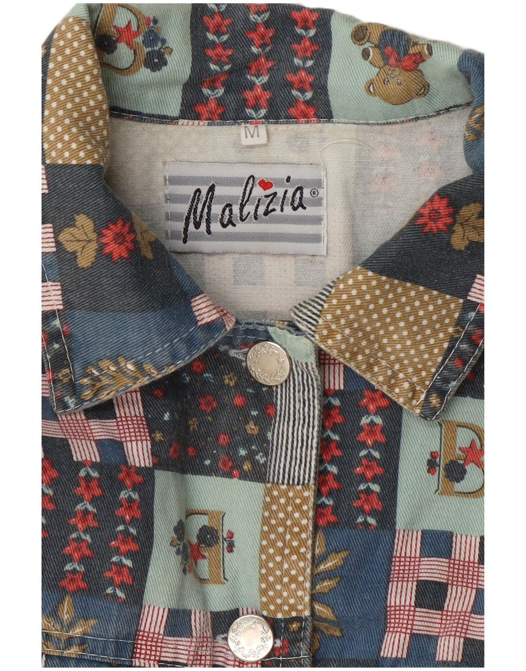 Damska kurtka bomberka w stylu vintage, UK 14, średnia, wielobarwna patchworkowa