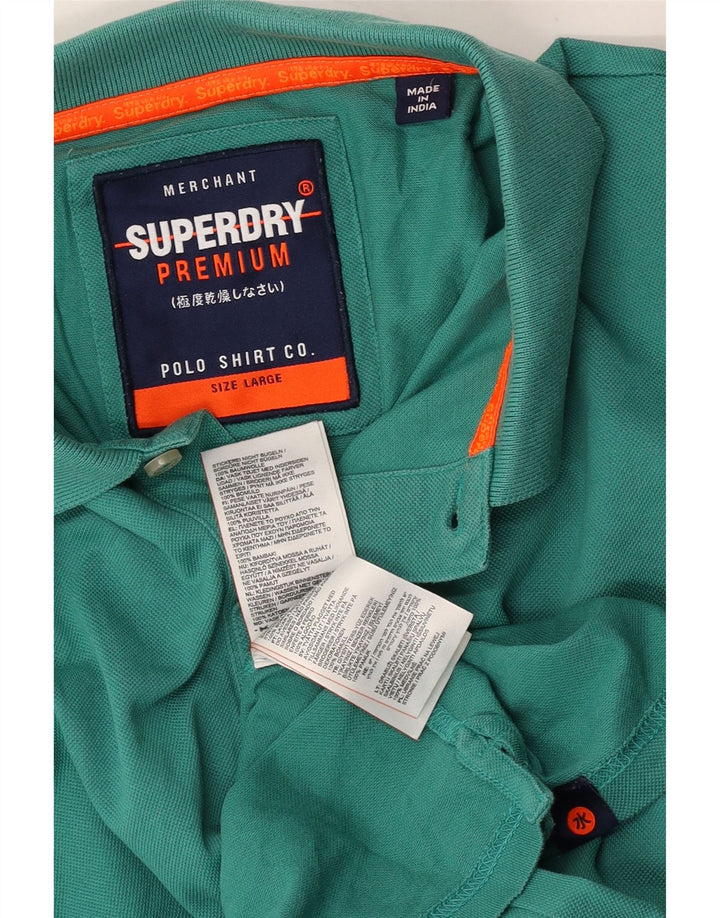Męska koszulka polo Superdry, duża, zielona, bawełniana