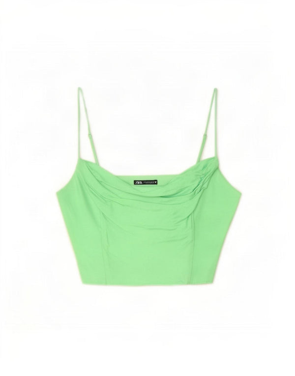Damski top na ramiączkach Zara UK 12, średnio zielona wiskoza