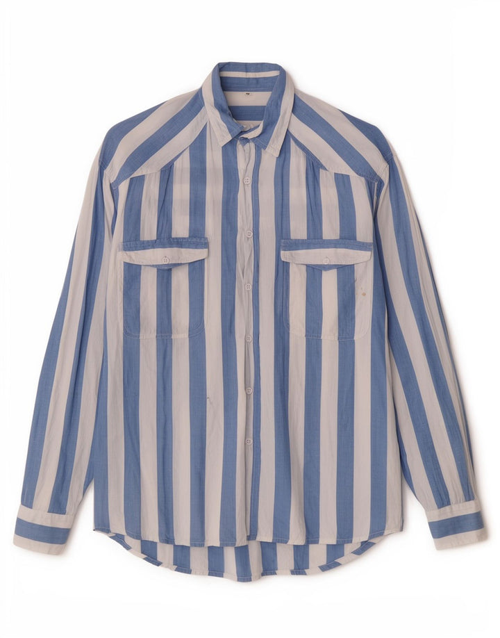 Koszula męska w stylu vintage, średnie niebieskie paski