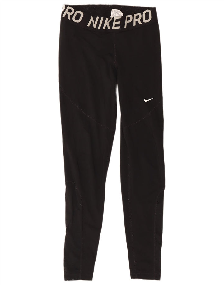 Dziewczęce legginsy z grafiką Nike na 12-13 lat, duże, czarne, poliestrowe