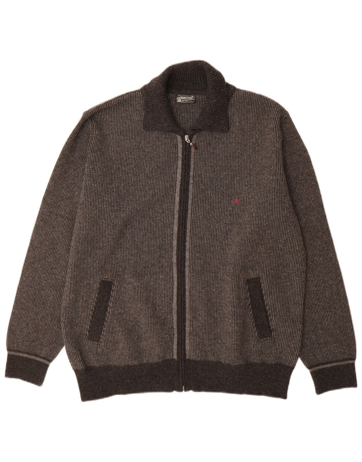 Sweter męski w stylu vintage, duży, szary, z blokami kolorów