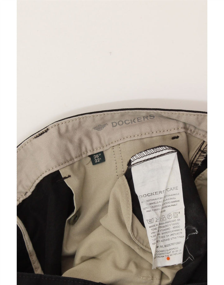 DOCKERS Męskie proste spodnie Chino W36 L32 Czarna bawełna