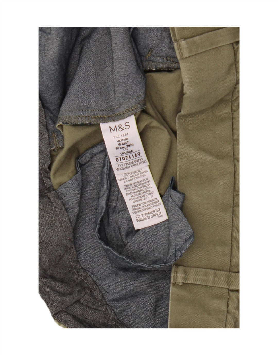 Męskie spodenki Chino Marks & Spencer W38 XL, zielone, bawełniane