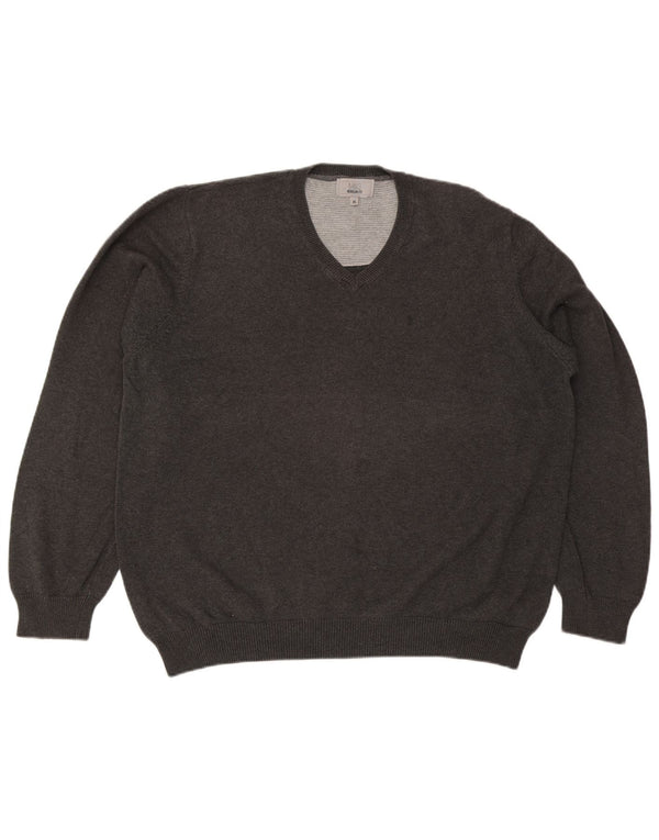 Marks & Spencer Męski sweter o regularnym kroju z dekoltem w kształcie litery V, XL, szary, bawełniany