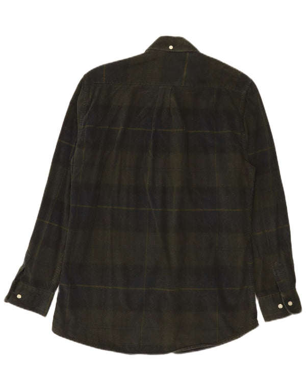 Barbour Mens Tailored Fit Corduroy Shirt Small Green Check Cotton