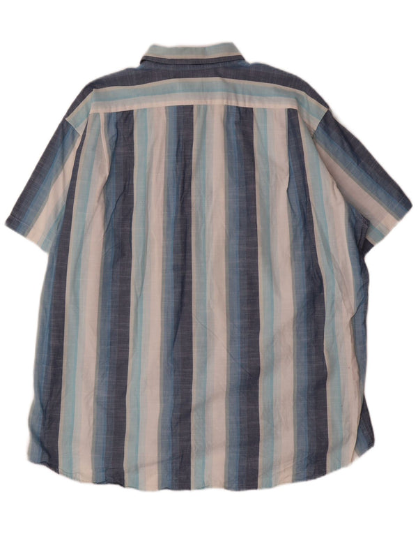 Lacoste Mens Short Sleeve Shirt Size 43 Large Blue Striped Cotton