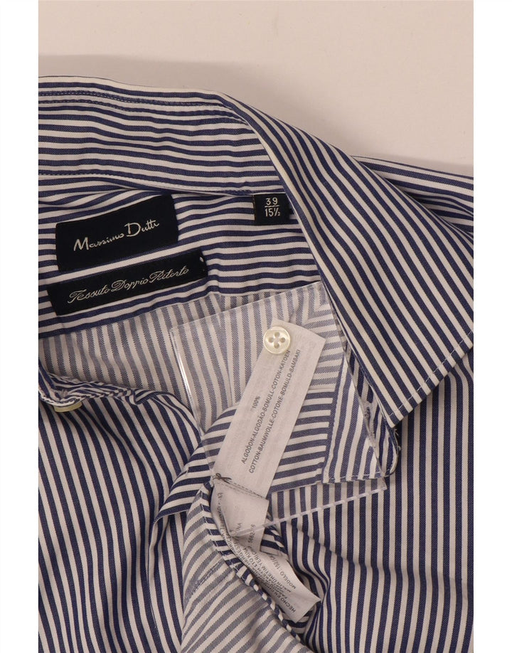 Męska koszula formalna Massimo Dutti rozmiar 39 15 1/2 w średnie granatowe paski