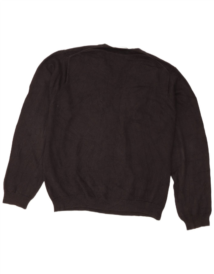 Męski sweter męski Eddie Bauer o regularnym kroju z dekoltem w kształcie litery V, XL, czarny, bawełniany