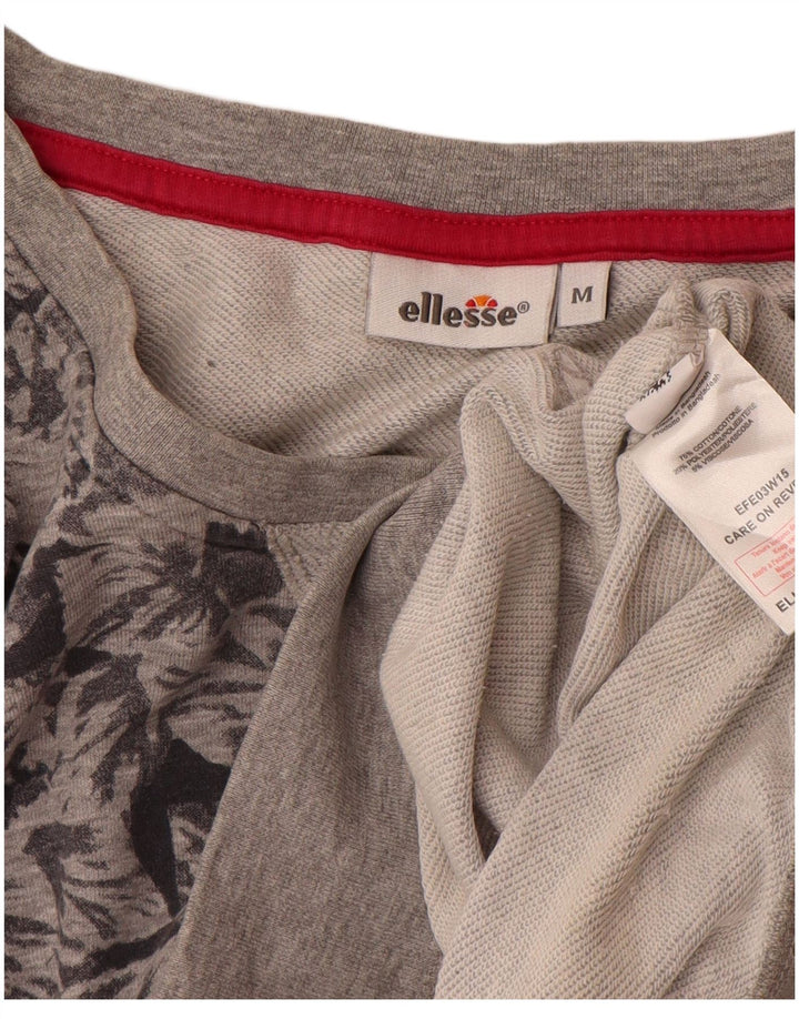 Damska bluza oversize Ellesse UK 14, średnia szara bawełna w kwiaty
