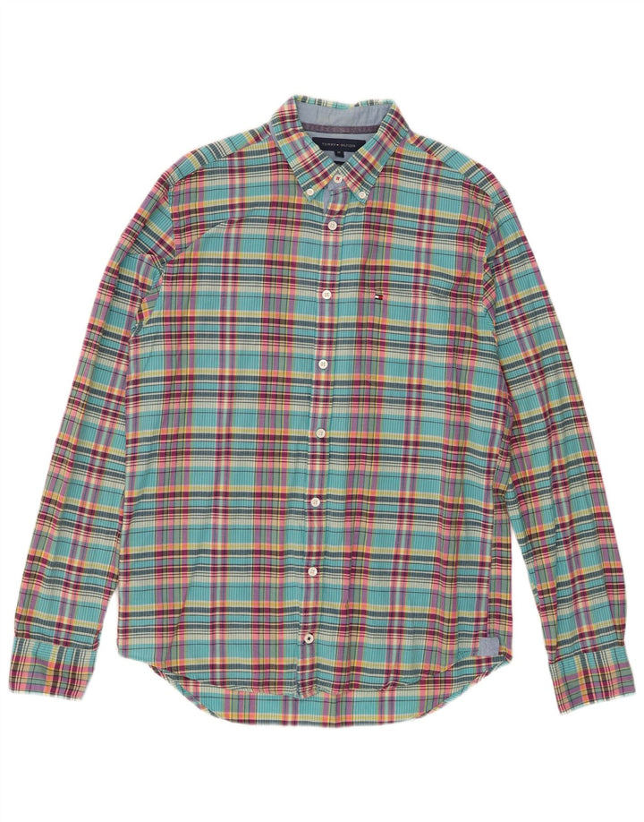 Męska koszula Tommy Hilfiger New York Fit w średnią turkusową kratkę, bawełniana