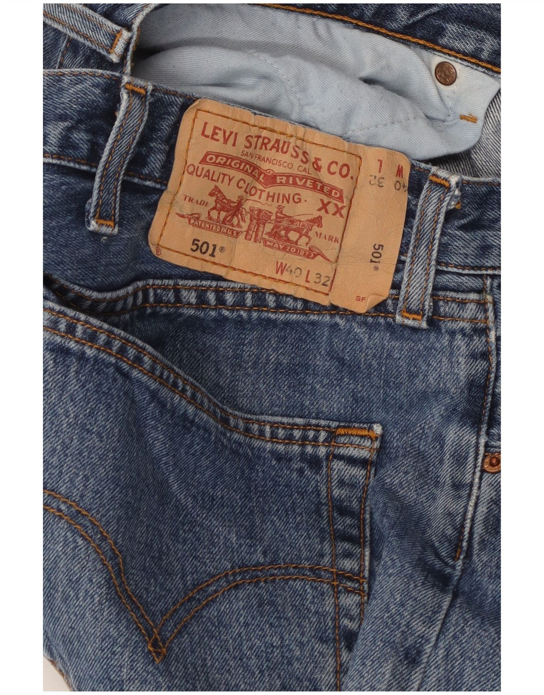 Męskie jeansy LEVI'S 501 Straight W40 L29 Niebieskie bawełniane