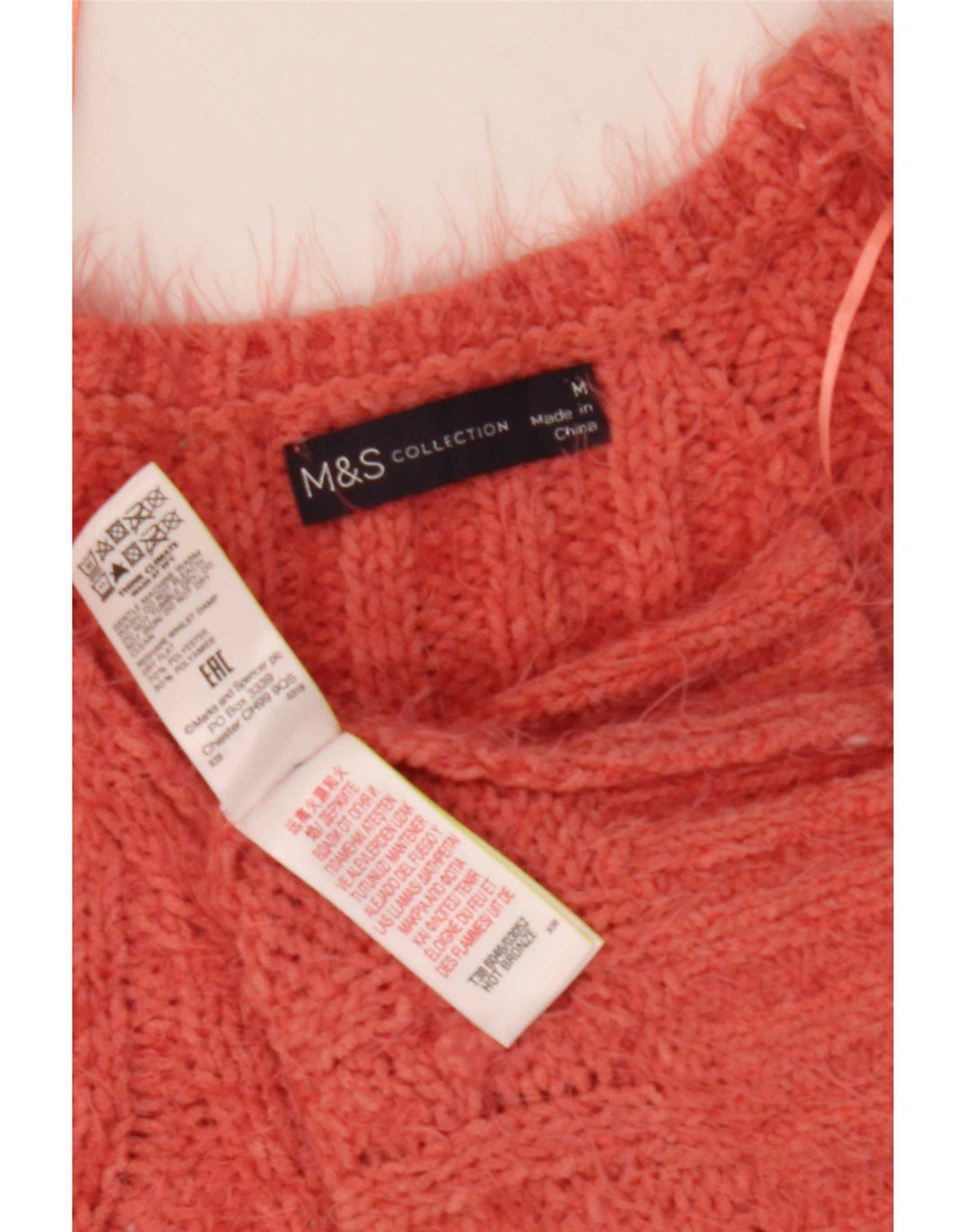 Marks & Spencer Damski sweter z dekoltem w kształcie litery V, UK 12, średni różowy poliester