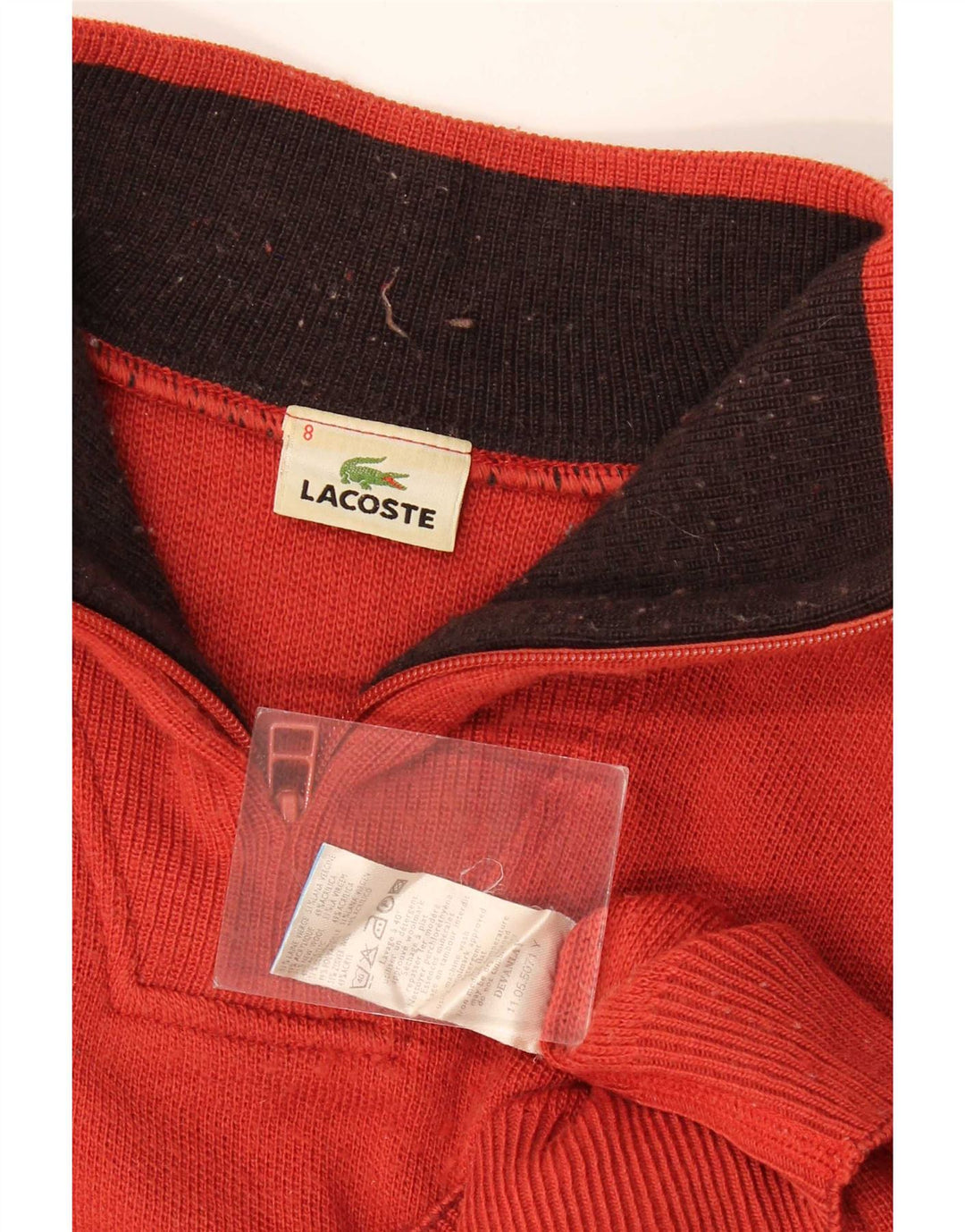 Męski sweter Lacoste z zamkiem błyskawicznym, rozmiar 8 3XL, czerwona wełna