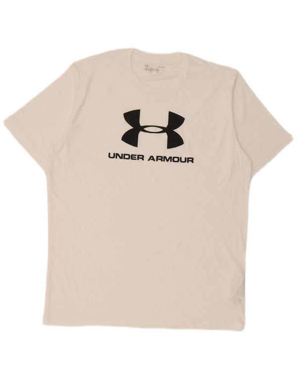 Męska koszulka z grafiką Under Armour, duża, biała, bawełniana