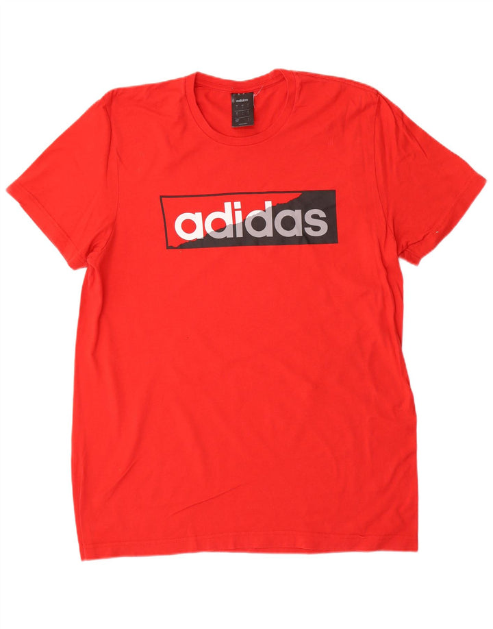 Męski T-shirt z grafiką ADIDAS, średni czerwony
