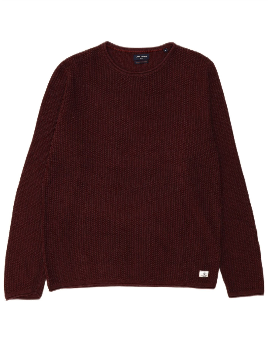 Męski sweter Jack & Jones z okrągłym dekoltem, duży, bordowy
