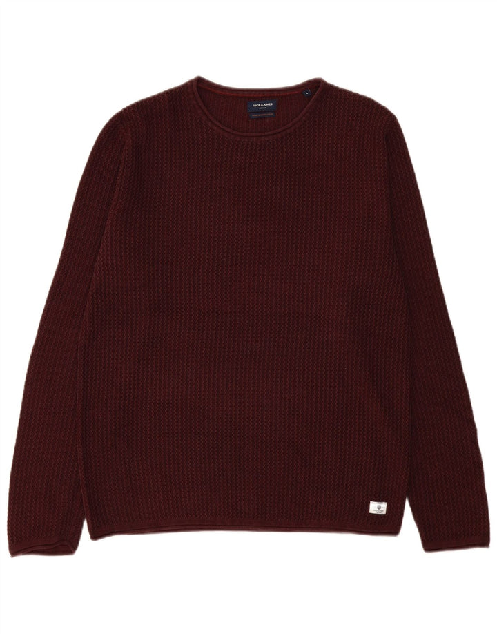 Męski sweter Jack & Jones z okrągłym dekoltem, duży, bordowy