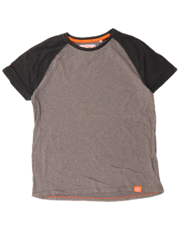 T-shirt męski Superdry, 2XL, szary, bawełniany z blokami kolorów