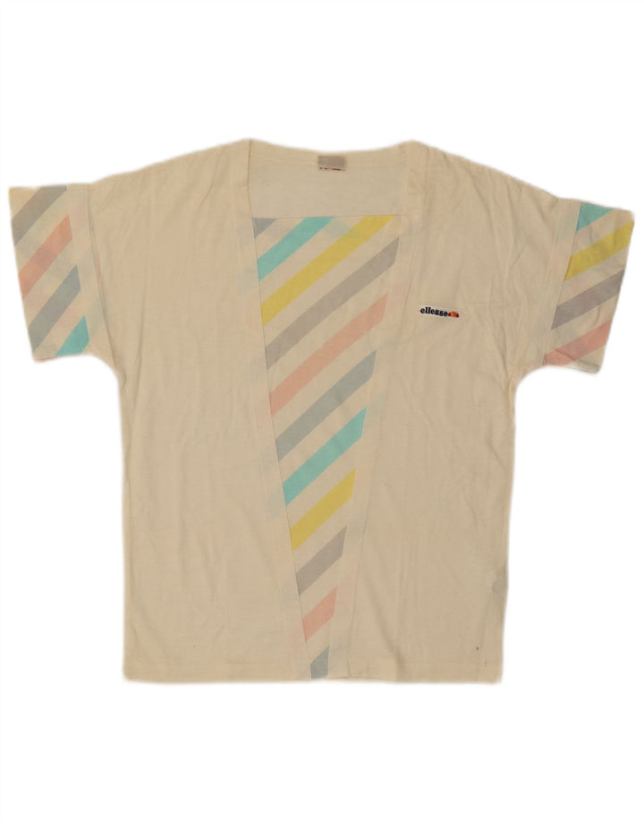 T-shirt damski Ellesse Top UK 12 Średni, złamanej bieli, bawełniany w paski