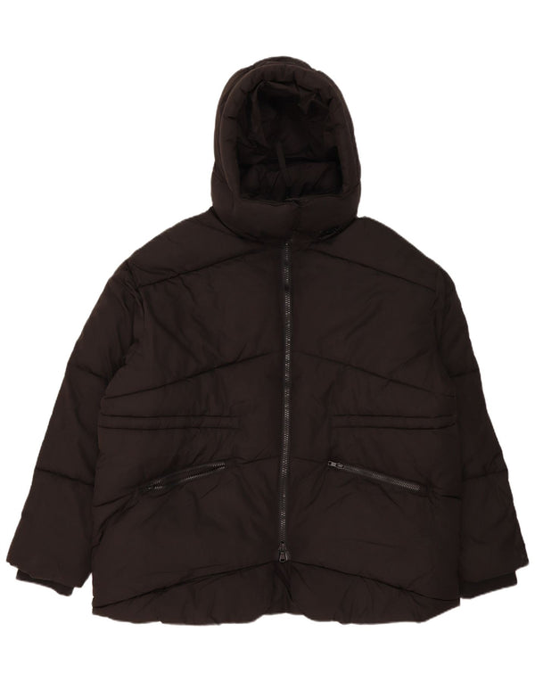Damska kurtka z kapturem, oversize, wyściełana John Lewis, UK 18 XL, czarny poliester
