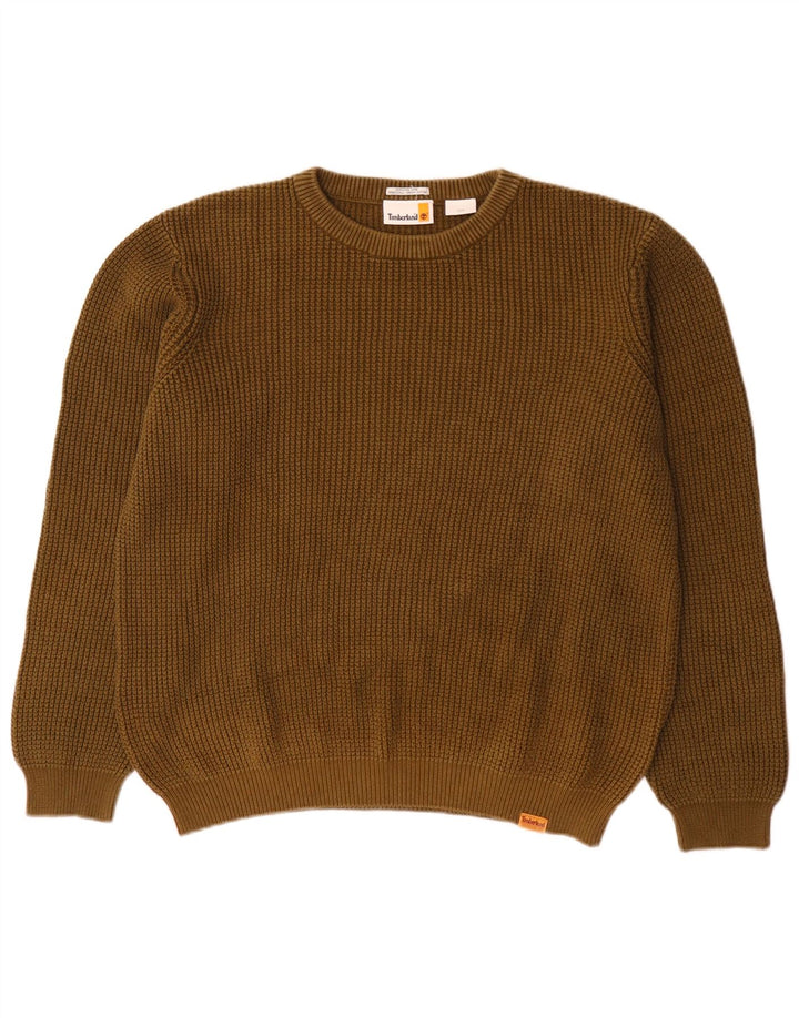 Męski sweter Timberland z okrągłym dekoltem, duża bawełna khaki