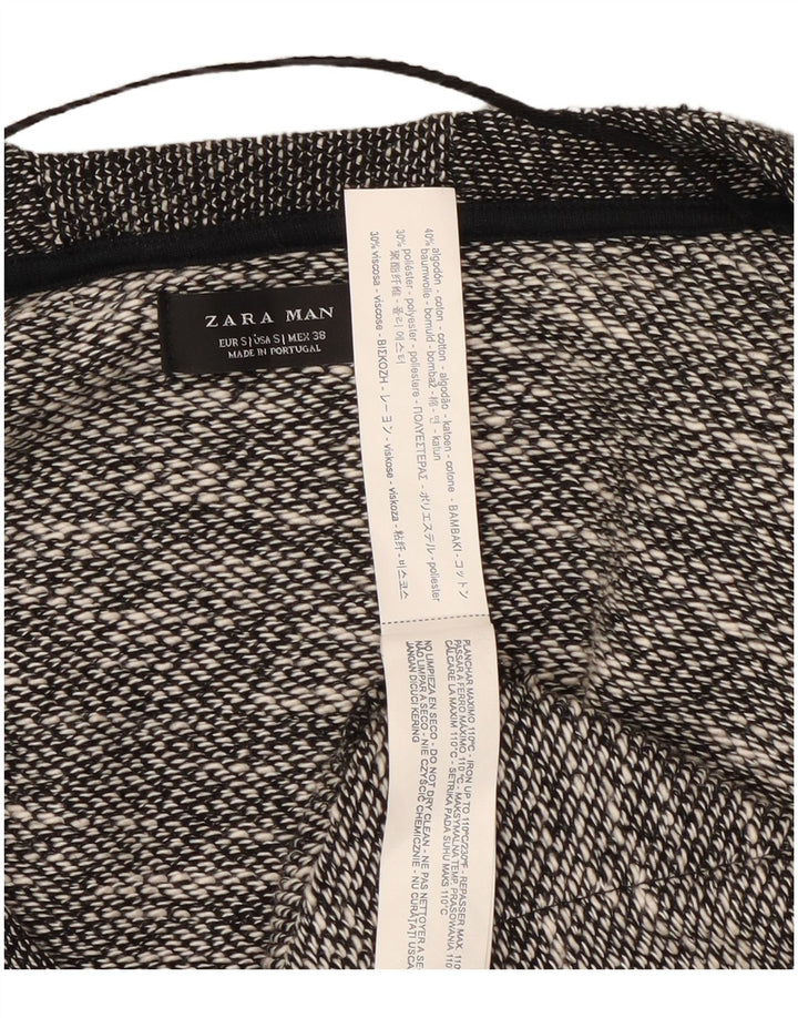 Zara Męski sweter rozpinany, mały, czarny, bawełniany w cętki