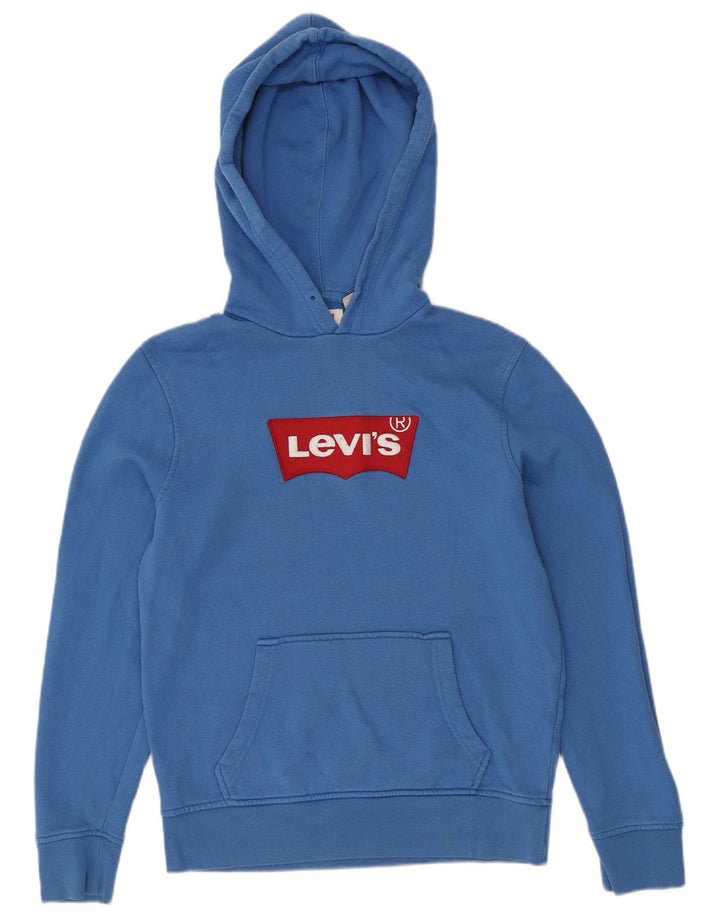 Męski sweter z kapturem i grafiką LEVI'S, mały, niebieski, bawełniany