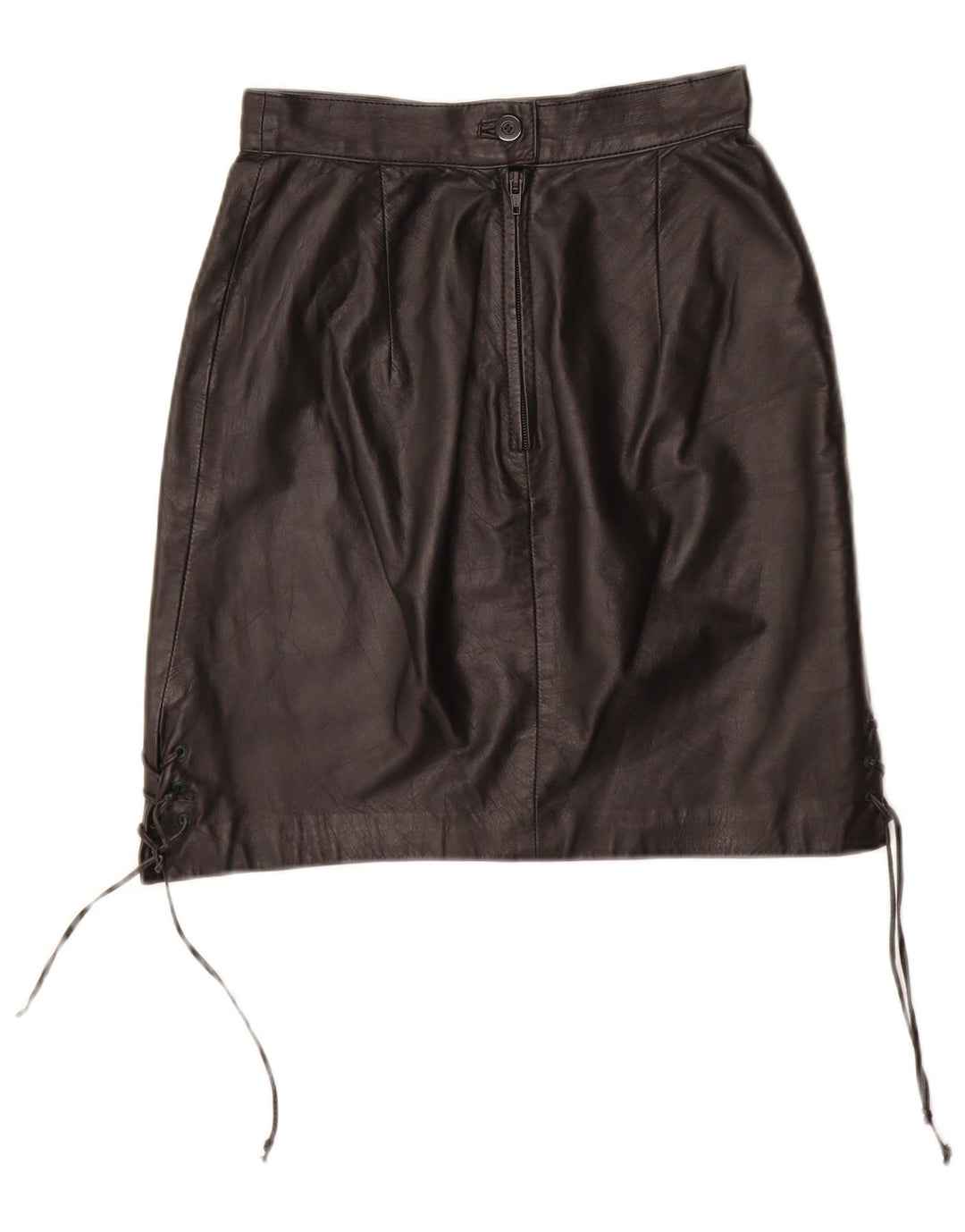 VINTAGE Damska skórzana spódnica EU 34 XS W24 Czarna skóra