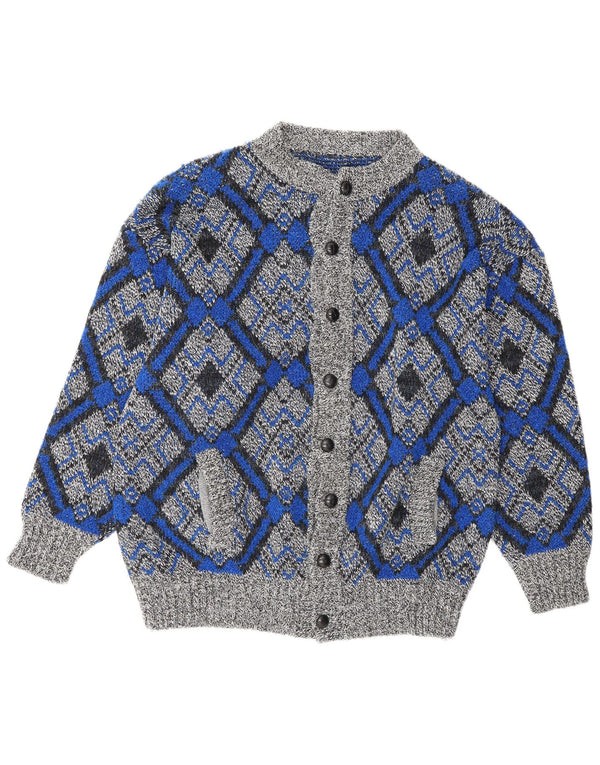 Vintage męski sweter rozpinany, duży, szary, geometryczny