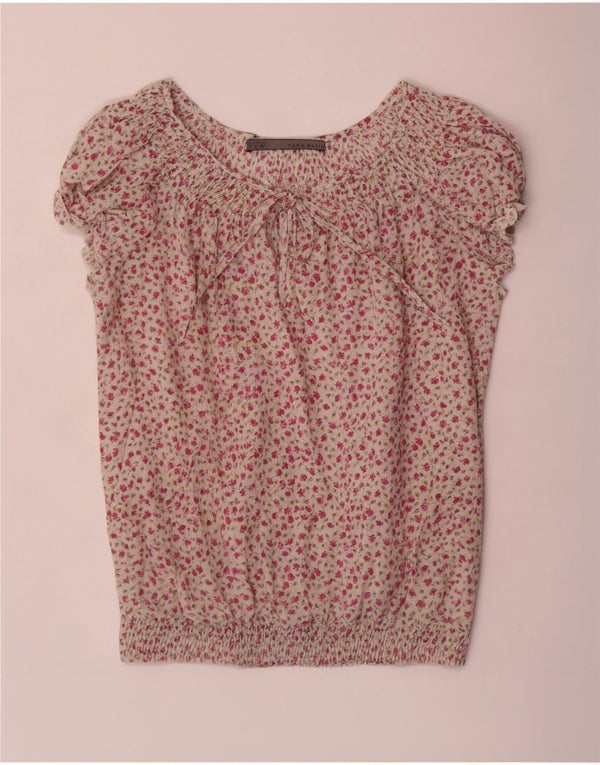 Bluzka damska Zara Top UK 10, mała, biała, bawełniana w kwiaty