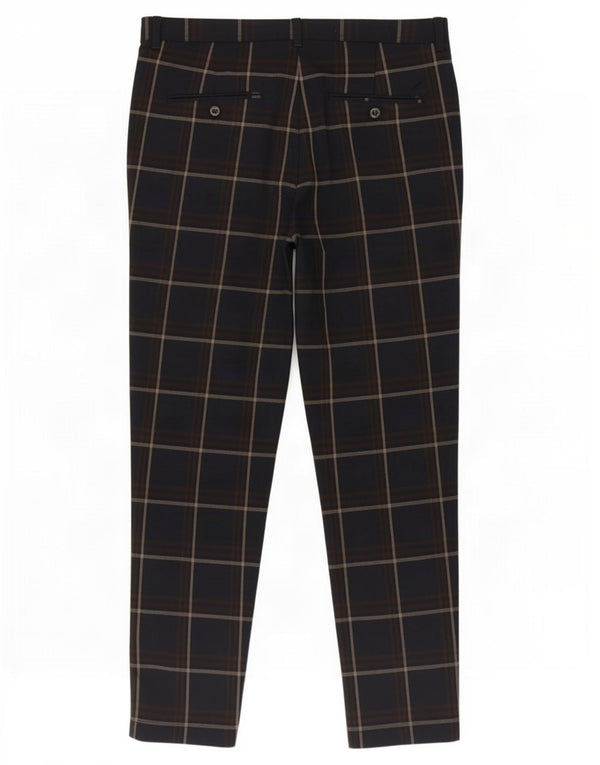 Zara Mens Crop Slim Chino Trousers EU 40 Medium W31 L26 Black Check