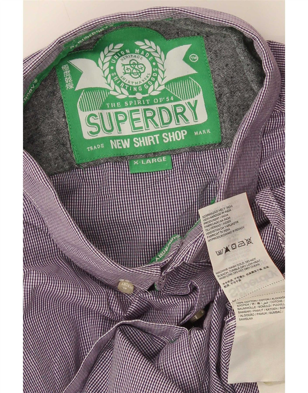 Koszula męska Superdry XL, fioletowa bawełniana kratka