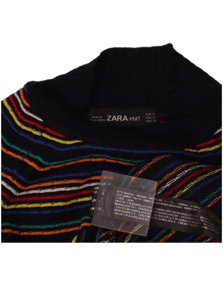 Sweter damski Zara z golfem UK 12, średnie, wielokolorowe paski