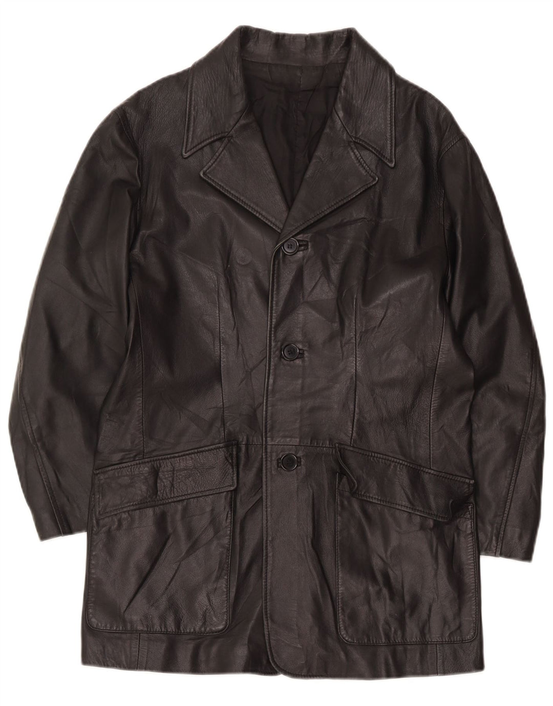 Vintage męski płaszcz skórzany UK 36 Small Black