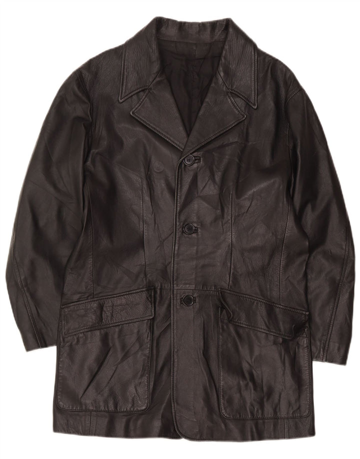 Vintage męski płaszcz skórzany UK 36 Small Black