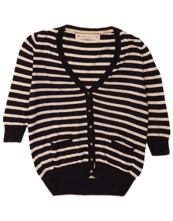 Damski sweter oversize z rękawem 3/4 Zara UK 10 w małe czarne paski