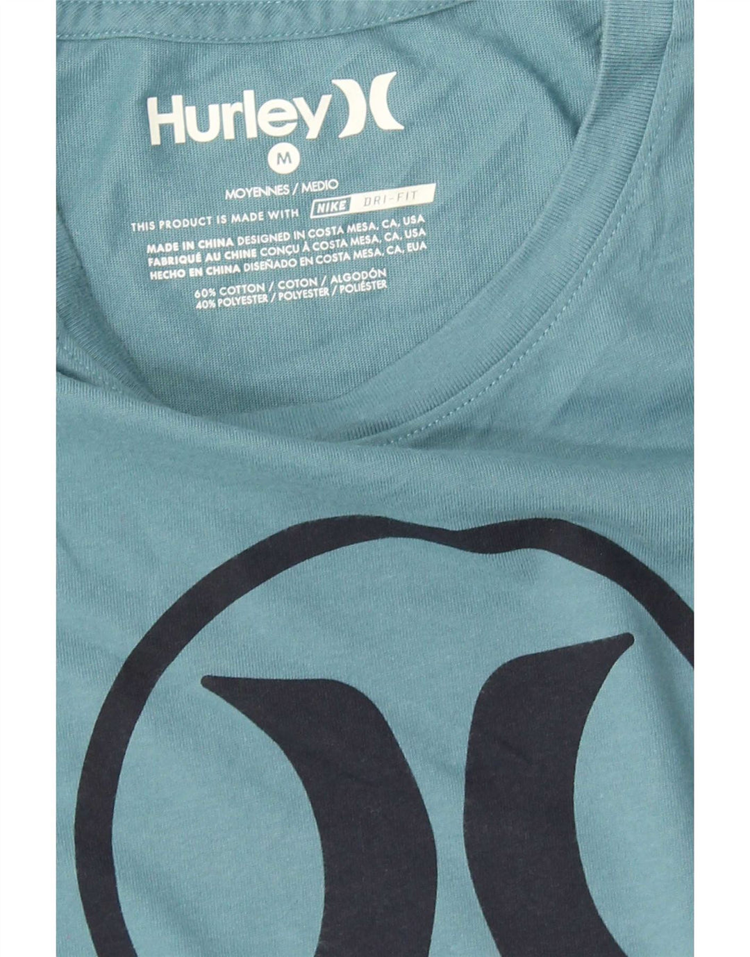Męski T-shirt Hurley Dri Fit z grafiką, średni niebieski, bawełniany