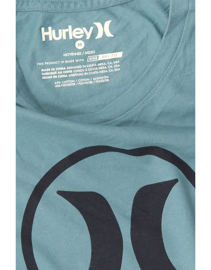 Męski T-shirt Hurley Dri Fit z grafiką, średni niebieski, bawełniany