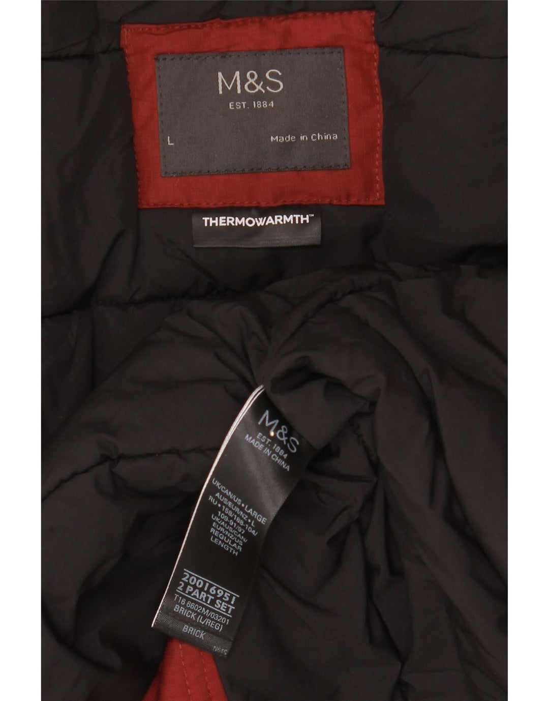 Marks & Spencer Męska kurtka parka z kapturem, wyściełana UK 40, duża, bordowa, zimowa