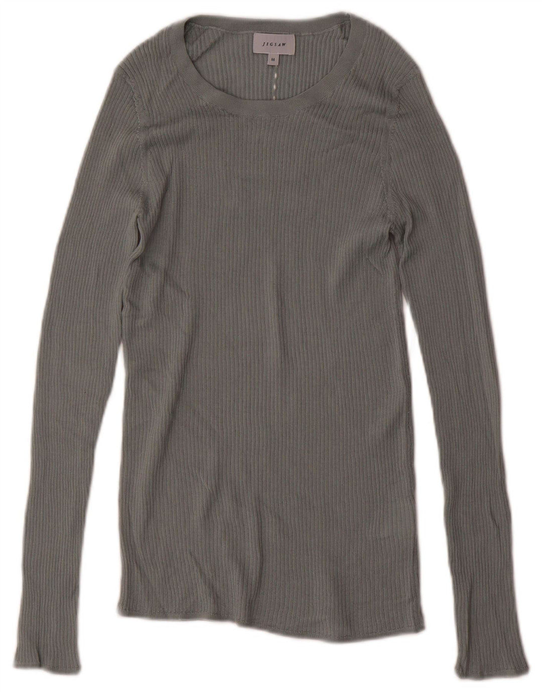 Damski sweter JIGSAW z dekoltem w łódkę UK 12 Średni szary wełniany