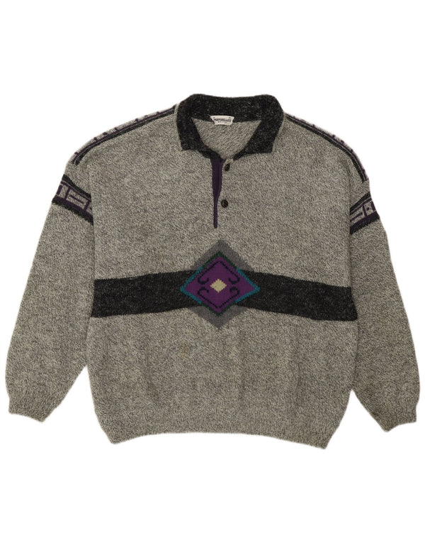 Męski sweter męski Portobello XL, szary, geometryczny, akrylowy w stylu retro