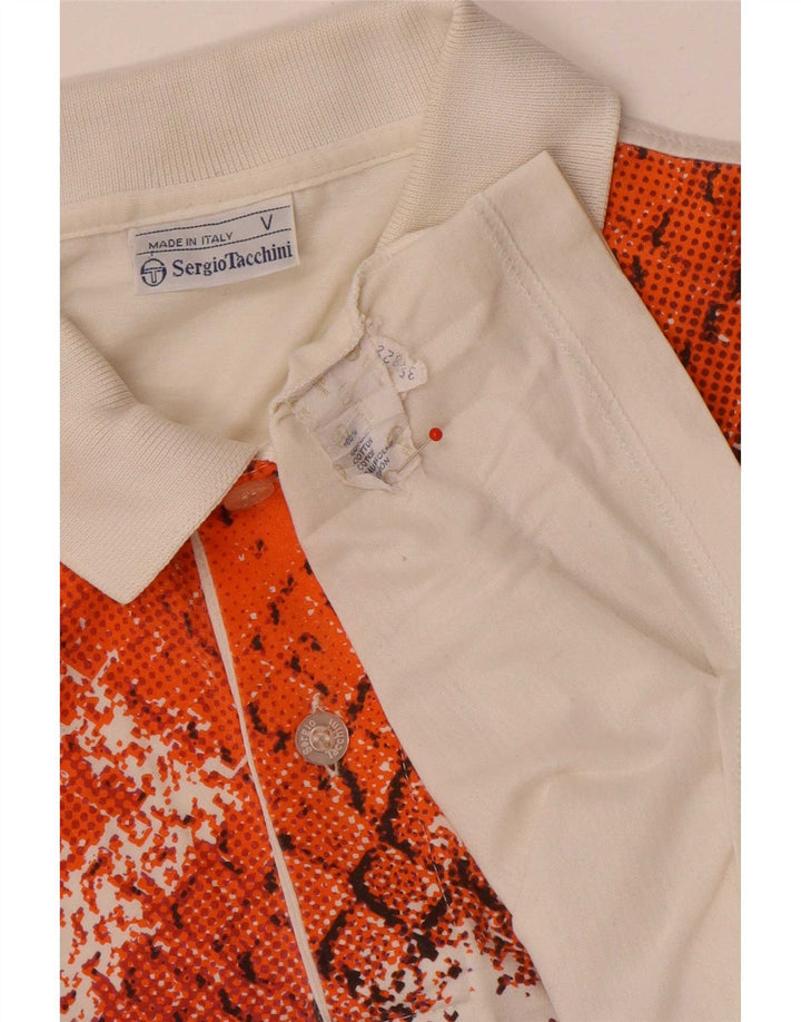 Męska koszulka polo Sergio Tacchini w abstrakcyjny wzór, średnia biała bawełna