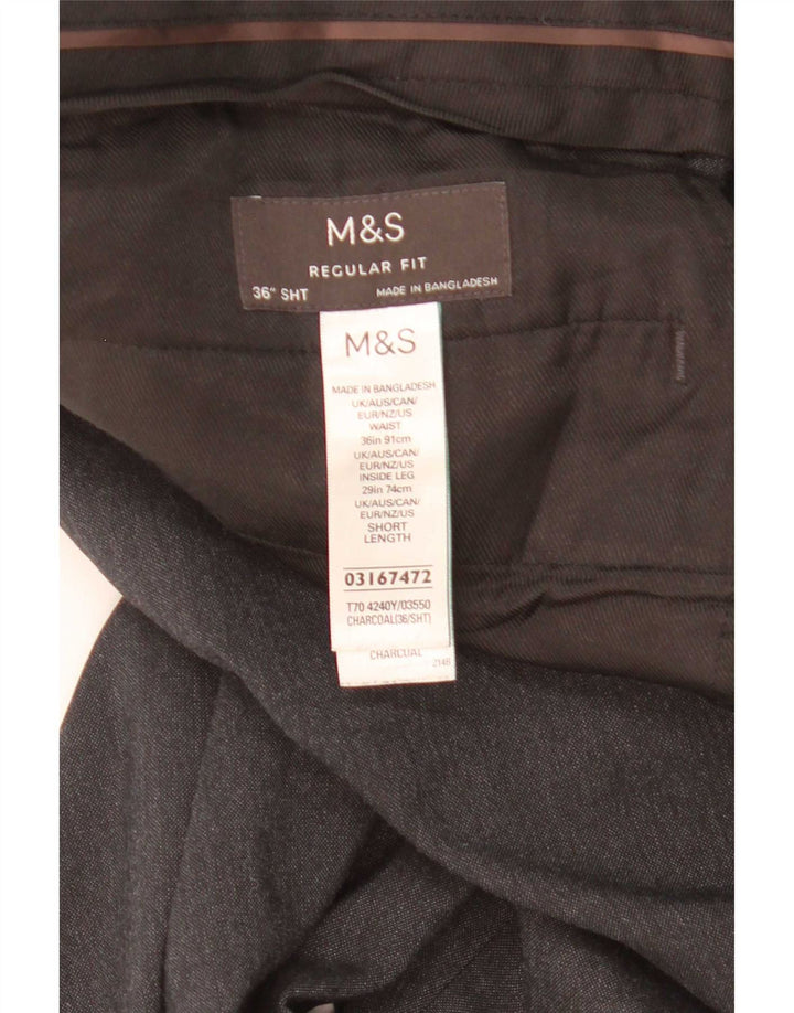 Męskie proste spodnie chino Marks & Spencer W36 L29 Szare nakrapiane