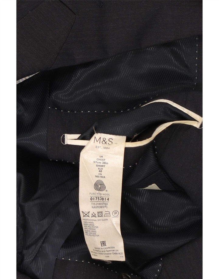 Marks & Spencer Męska marynarka zapinana na 2 guziki UK 38 Średni granatowy wełniany