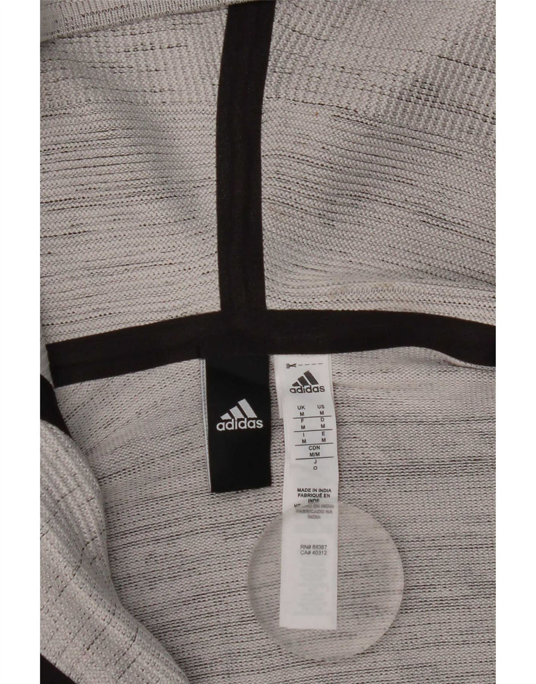 Adidas Męski sweter z kapturem i zamkiem błyskawicznym Średni szary poliester w paski