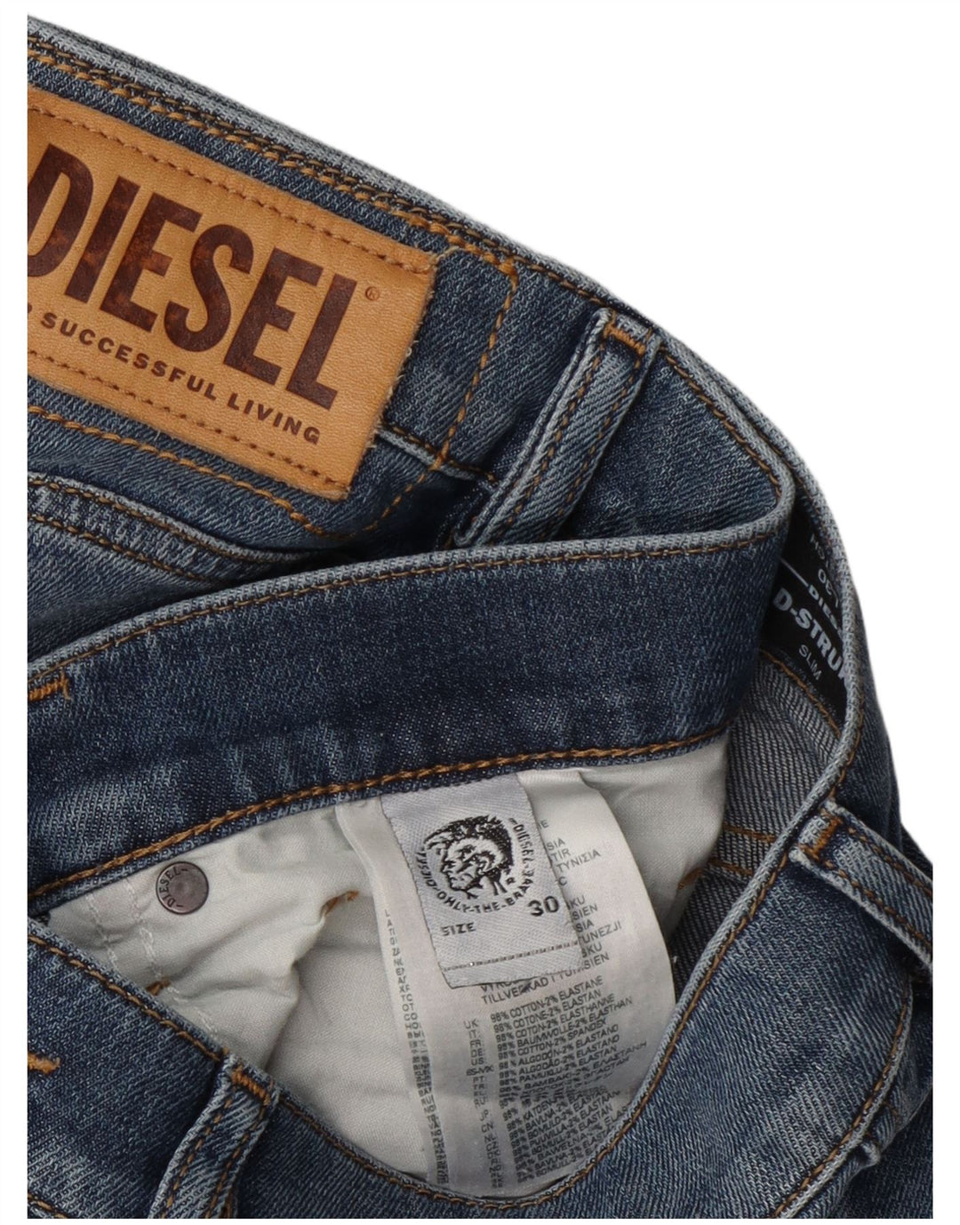 Męskie jeansy Diesel ze stretchem W30 L30, niebieska bawełna