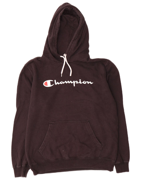 Męski sweter z kapturem Champion Graphic o regularnym kroju, duży, czarny, bawełniany